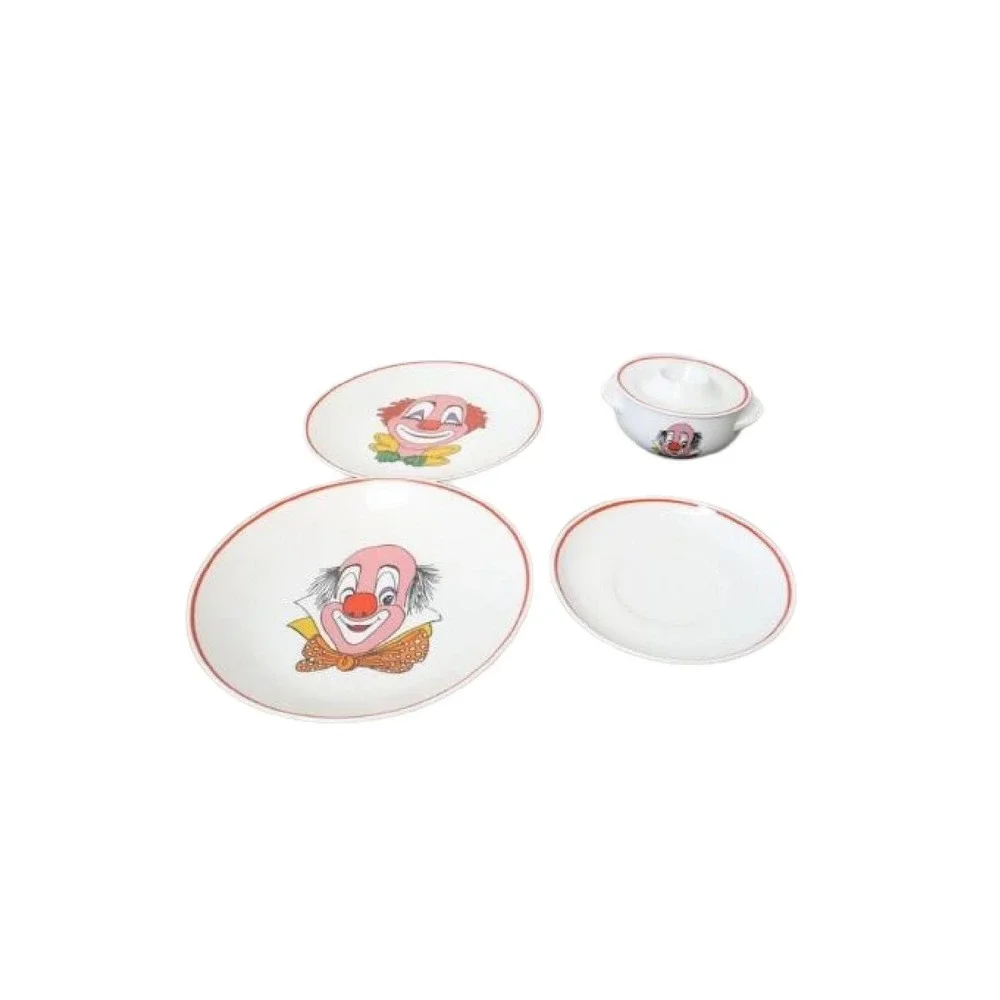 Bareuther Waldessan BAVARIA Germany CIRCUS CLOWN Plate Dish Set, 4 pieces
